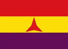 Three-pointed red star in the flag of the International Brigades.