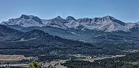 Flathead RangeL→Rː Mt. Coulthard, Mt. McLaren, Andy Good Peak, Mt. Parrish, Chinook Peak