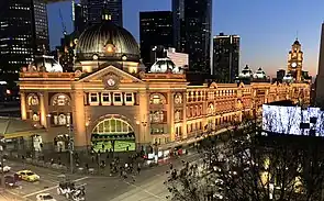 Main station building at Flinders Street, this building is listed as one of the cities main landmarks