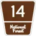 Federal Forest Highway 14 marker