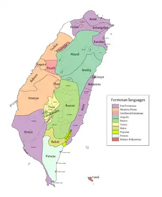 The Formosan languages, per Blust (1999)