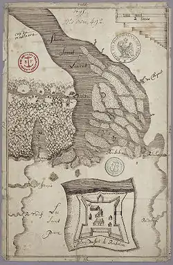 Map of 1695 with a plan of Fort Richelieu