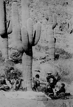 United States Army officers and their families having a picnic at Fort Thomas, Arizona, in 1886