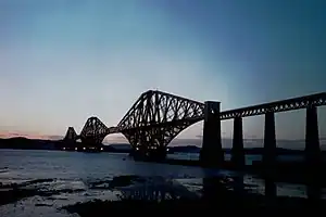 The Forth Bridge with its three double cantilevers.