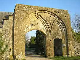 Stone building with two large arched windows