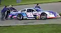 Kreyer and his team pushing his super late model in 2010