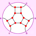 The Franklin graph embedded in the projective plane as the truncated hemi-octahedron.