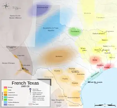 Image 24French Texas in 1685 consisted of Fort St. Louis on Matagorda Bay. (from History of Texas)