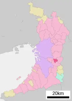 Location of Fujiidera in Osaka Prefecture