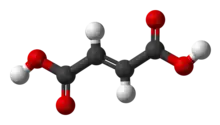 Ball-and-stick model of the fumaric acid molecule