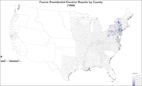 Map of "Fusion" slate presidential election results by county