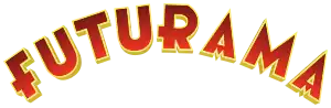 Red capital letters with a yellow border that spell out "Futurama"