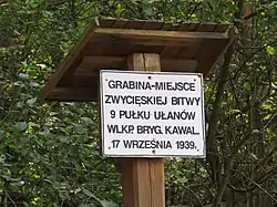 Monument in Grabina commemorating a 17 September 1939 victory of a battle fought by the 9th Lesser Poland Uhlan Regiment during the German invasion of Poland