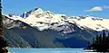 Castle Towers Mountain (left of center), Phyllis's Engine (center), Mt. Carr (right) viewed from Garibaldi Lake.