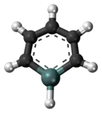 Ball-and-stick model of the germabenzene molecule