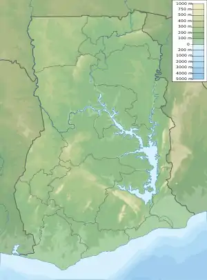 Map showing the location of Muni-Pomadze Ramsar Site