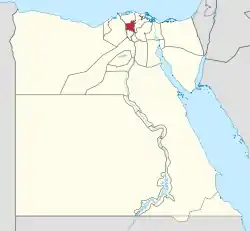 Gharbia Governorate on the map of Egypt