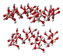 Unit cell ball and stick model of aluminium hydroxide