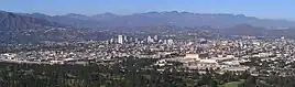 Aerial view of Glendale with the Verdugo Mountains in the background