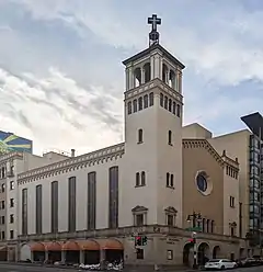 Glide Memorial Church in 2022. Photo taken across the intersection of Ellis and Taylor Streets