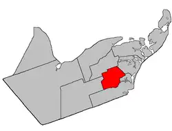 Location within Gloucester County, New Brunswick