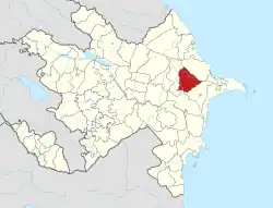 Map of Azerbaijan showing Gobustan District