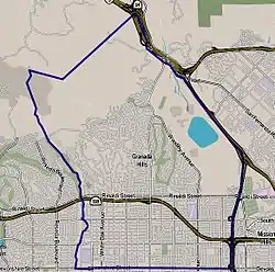 Boundaries of Granada Hills as drawn by the Los Angeles Times