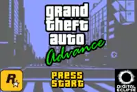 Screenshot of the game's main menu, showing the game's logo in the top-center, the logo of Rockstar Games in the bottom-left, and that of Digital Eclipse in the bottom-right. The bottom-center of the image displays the command "Press Start".