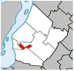 Location within Urban Agglomeration of Longueuil.