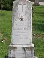 The tomb of the young Vince Talabér from Permise (Kétvölgy) in the cemetery of Apátistvánfalva with Prekmurje Slovene inscription.