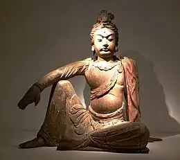 A Chinese wooden sculpture depicting Guanyin, Song Dynasty, 12th century AD