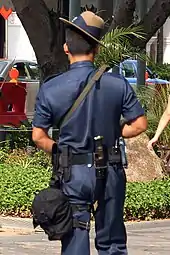 Gurkha Contingent officer with a kukri attached to his belt