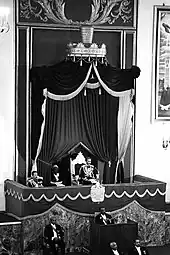 Emperor Haile Selassie I giving the speech from the throne in front of parliament