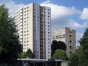 High-rise apartments by Luciano Baldessari (left) and Jo van den Broek and Jacob Bakema (right)