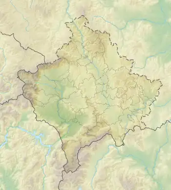 Location of Shutman Lake in Kosovo.