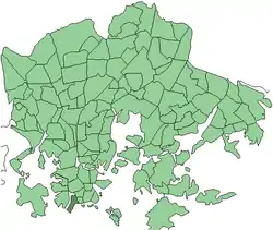 Position of Hernesaari within Helsinki