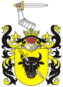 Episcopal coat of arms of Archbishop Maciej Lubienski,