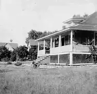 Hermosa House, Sierra Madre Congregational Church Pastor house in 1923. The Pastor's house was built in 1904, just east of the Old North Church on Sierra Madre Blvd. In 1923 the house was moved off the main blvd onto Hermosa, just south of the 1928 Church.