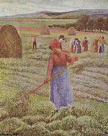 Camille Pissarro, Hay harvest at Eragny-sur-Epte, 1889, oil on canvas, 73 × 60 cm, private collection