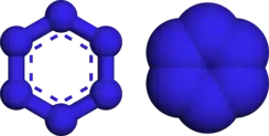 Ball and stick, and spacefill models of hexazine