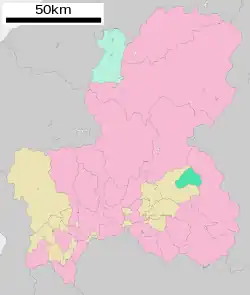 Location of Higashishirakawa in Gifu Prefecture