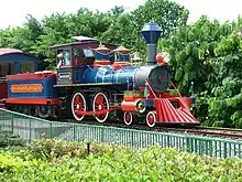 A steam outline diesel locomotive built for the Hong Kong Disneyland Railroad at Hong Kong Disneyland.