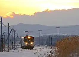 Furusato Ginga Line CR70 series DMU, February 2006, near Nishitomi Station