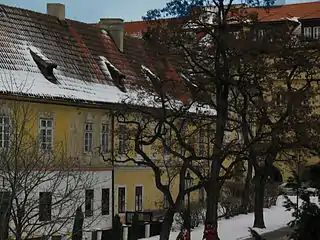 In a quiet corner of Hradčany neighborhood.