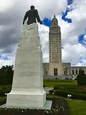 Photograph of a statue of Long before the capitol