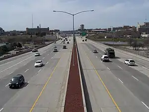 Interstate 235 crosses the Des Moines River in downtown Des Moines