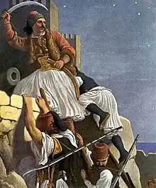 Athanasios Kanakaris during the Siege of Patras by Peter von Hess (1821)