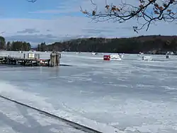 Ice fishing structures on Alton Bay in Lake Winnipesaukee, 2010