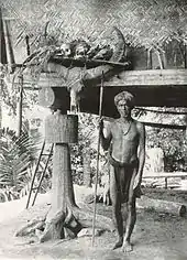 An Ifugao warrior with some of his trophies, circa 1912