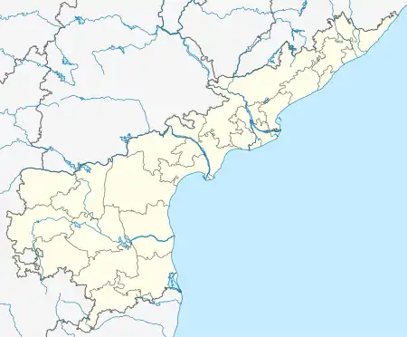 A map showing location of Vijayawada in Andhra Pradesh, India.